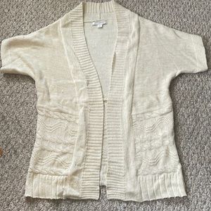 Cream colored with gold woven through, Banana Republic open sweater